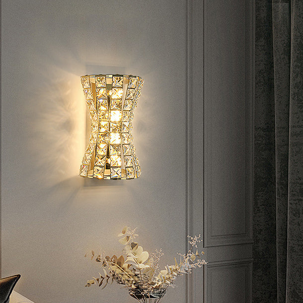 Crystal Stainless Steel Column 4-Light Wall Lamp