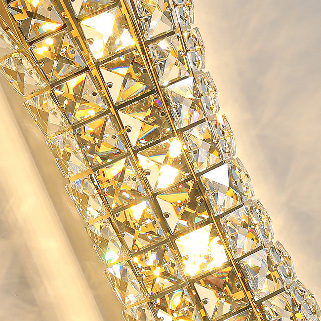 Crystal Stainless Steel Column 4-Light Wall Lamp