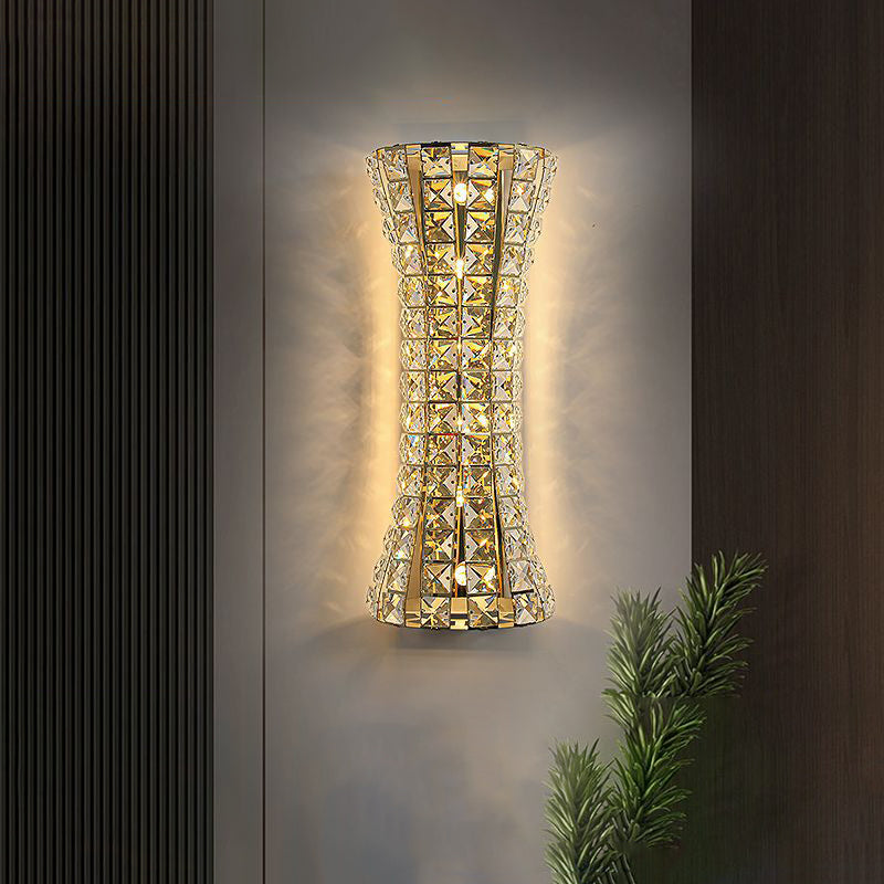 Crystal Stainless Steel Column 4-Light Wall Lamp