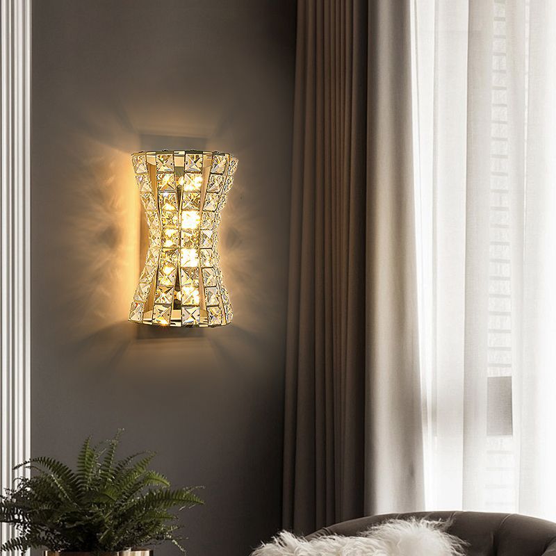 Crystal Stainless Steel Column 4-Light Wall Lamp
