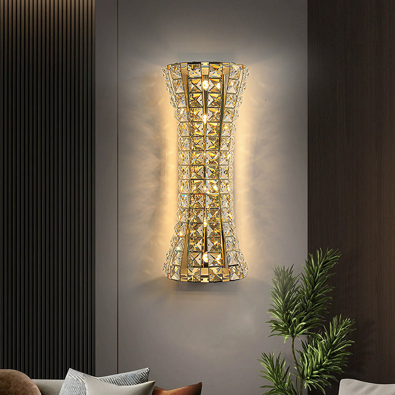 Crystal Stainless Steel Column 4-Light Wall Lamp