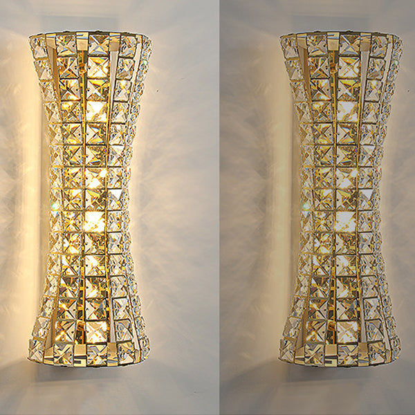 Crystal Stainless Steel Column 4-Light Wall Lamp