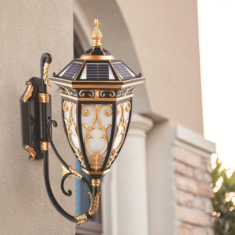 Aluminum Glass Lantern Flower Outdoor Light