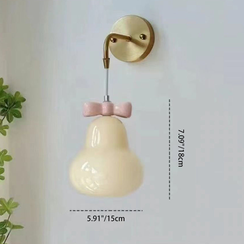 Iron Ceramic Glass Gourd Wall Lamp