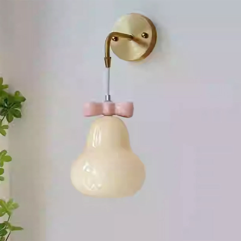 Iron Ceramic Glass Gourd Wall Lamp
