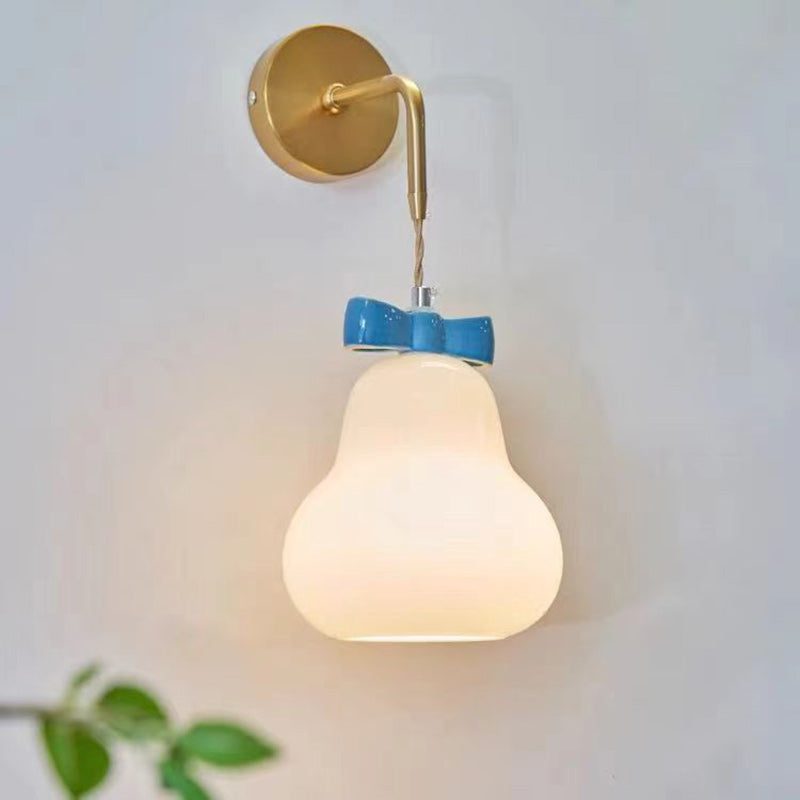 Iron Ceramic Glass Gourd Wall Lamp
