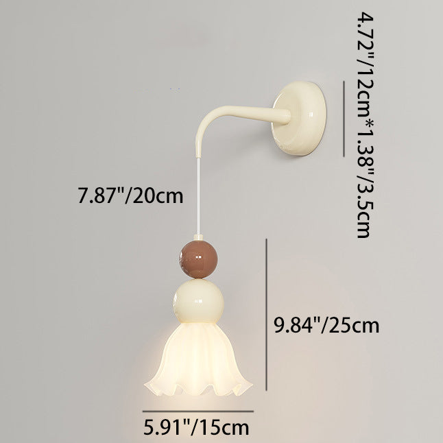 Hardware Glass Floral Ball Wall Lamp