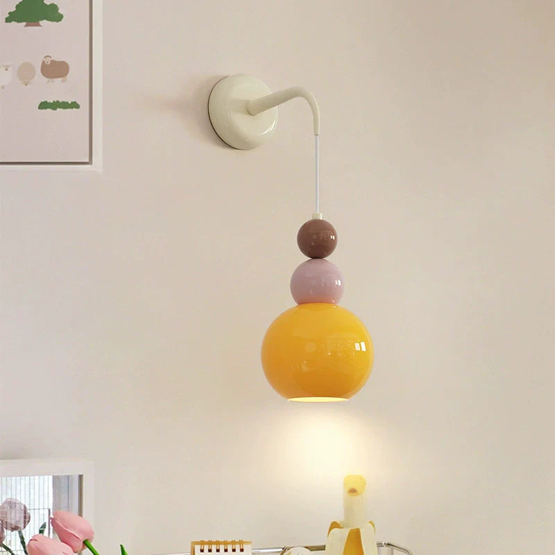 Hardware Glass Floral Ball Wall Lamp