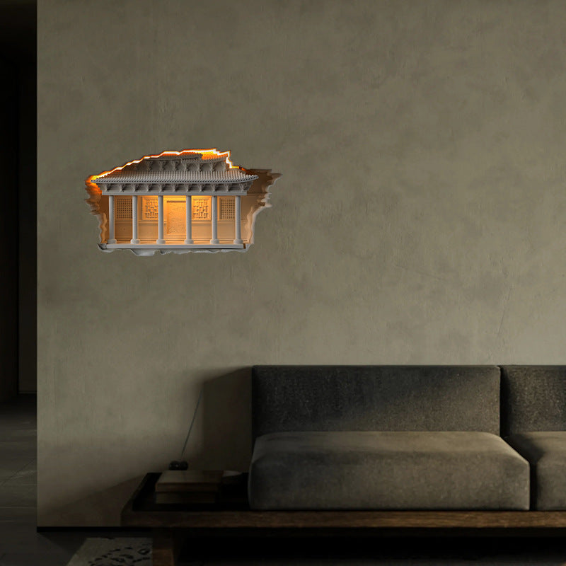 Plaster Embossed Palace Human Wall Lamp