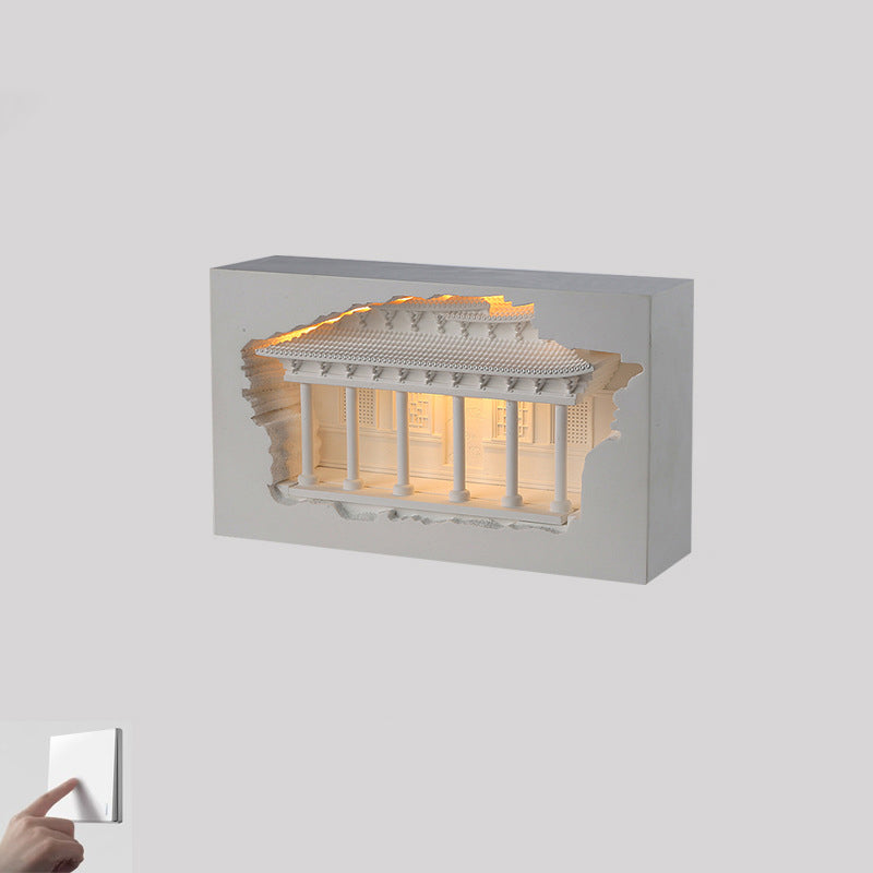 Plaster Embossed Palace Human Wall Lamp