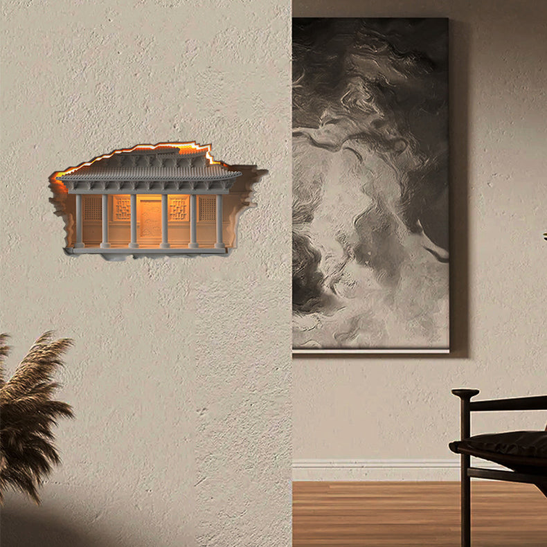 Plaster Embossed Palace Human Wall Lamp