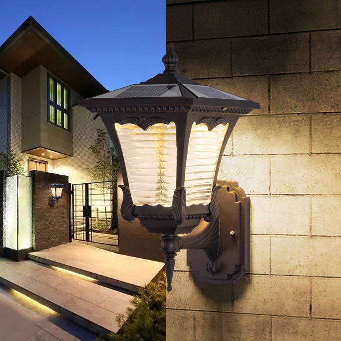 Aluminum Glass Quadrilateral Striped Outdoor Light