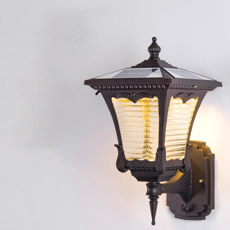 Aluminum Glass Quadrilateral Striped Outdoor Light