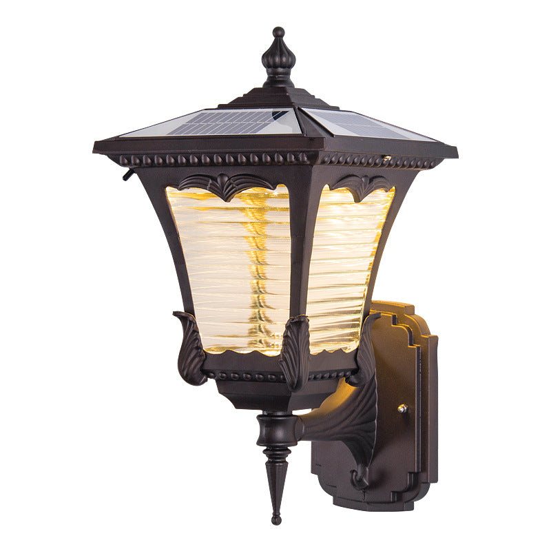 Aluminum Glass Quadrilateral Striped Outdoor Light
