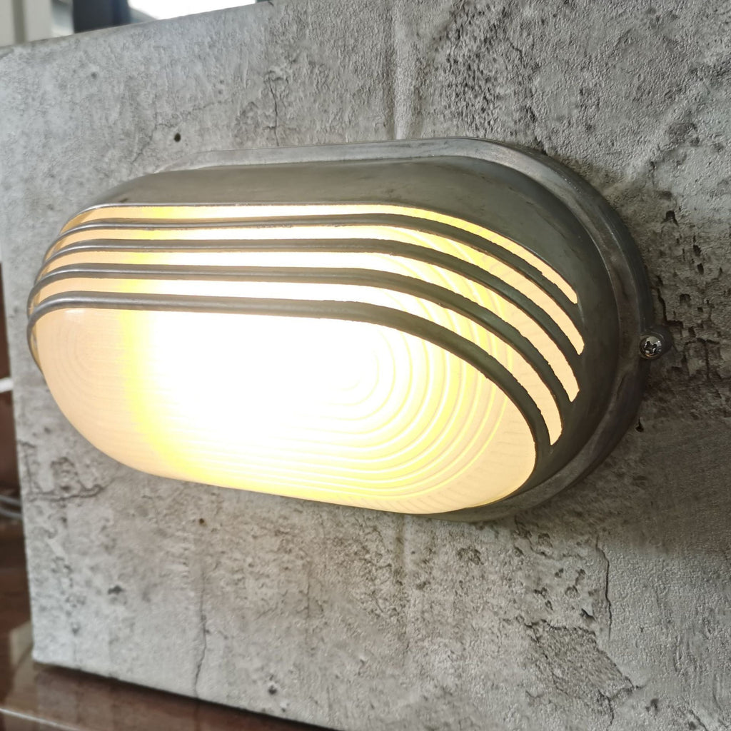 Aluminum Glass Frosted Oval Outdoor Light