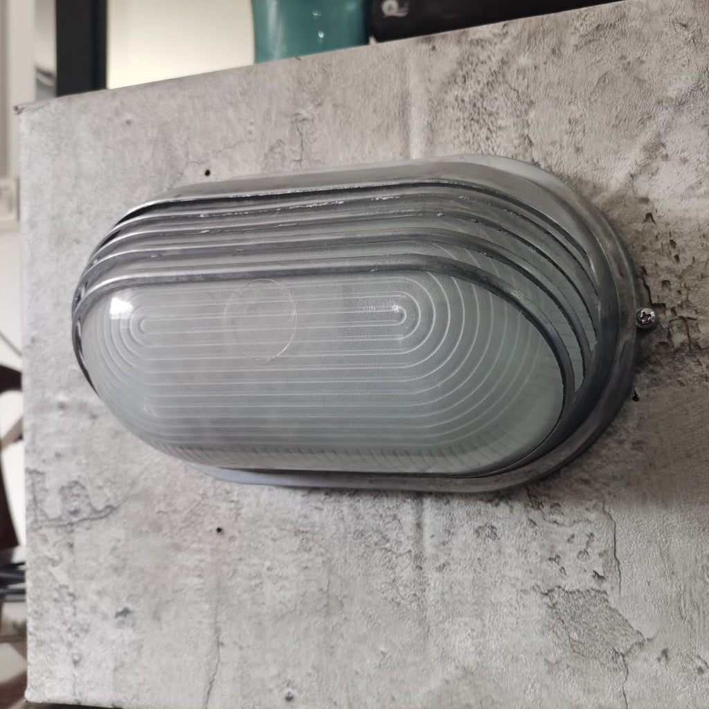 Aluminum Glass Frosted Oval Outdoor Light