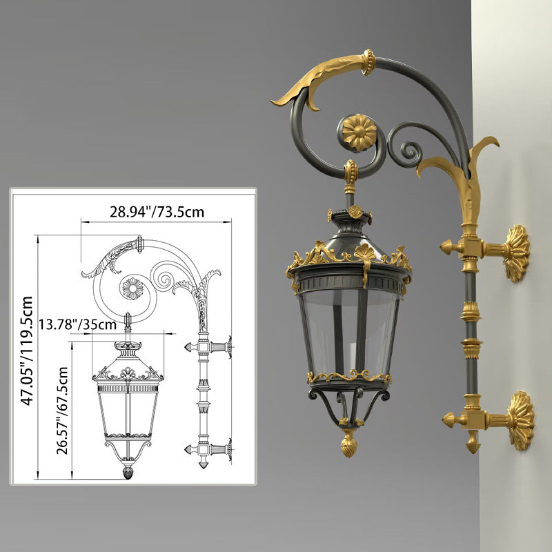 Aluminum Glass Lantern Carved Outdoor Light