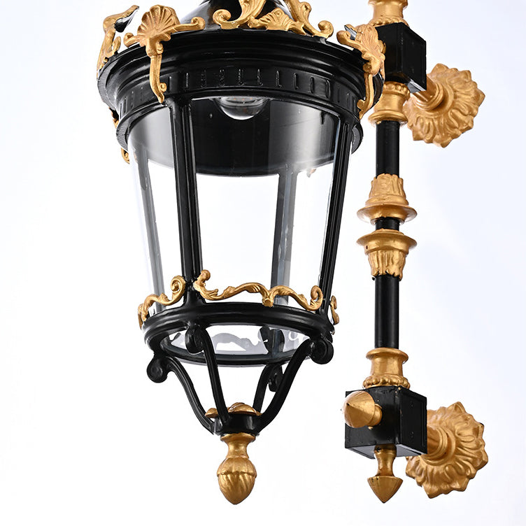 Aluminum Glass Lantern Carved Outdoor Light