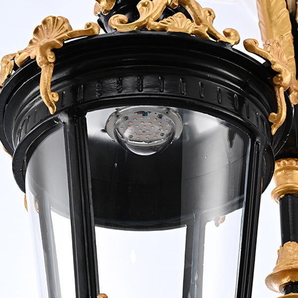 Aluminum Glass Lantern Carved Outdoor Light