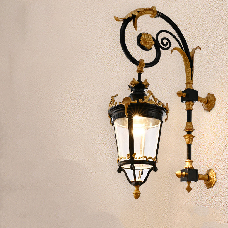 Aluminum Glass Lantern Carved Outdoor Light