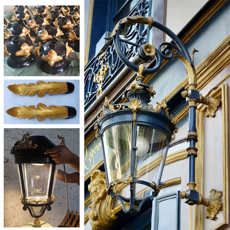 Aluminum Glass Lantern Carved Outdoor Light