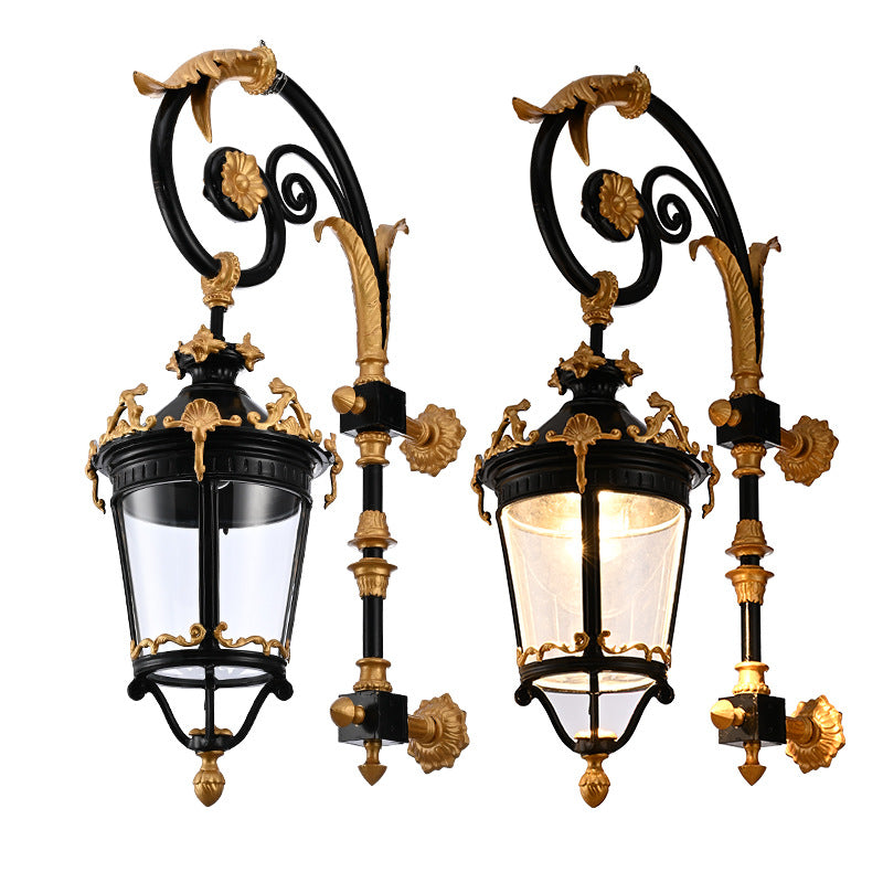 Aluminum Glass Lantern Carved Outdoor Light