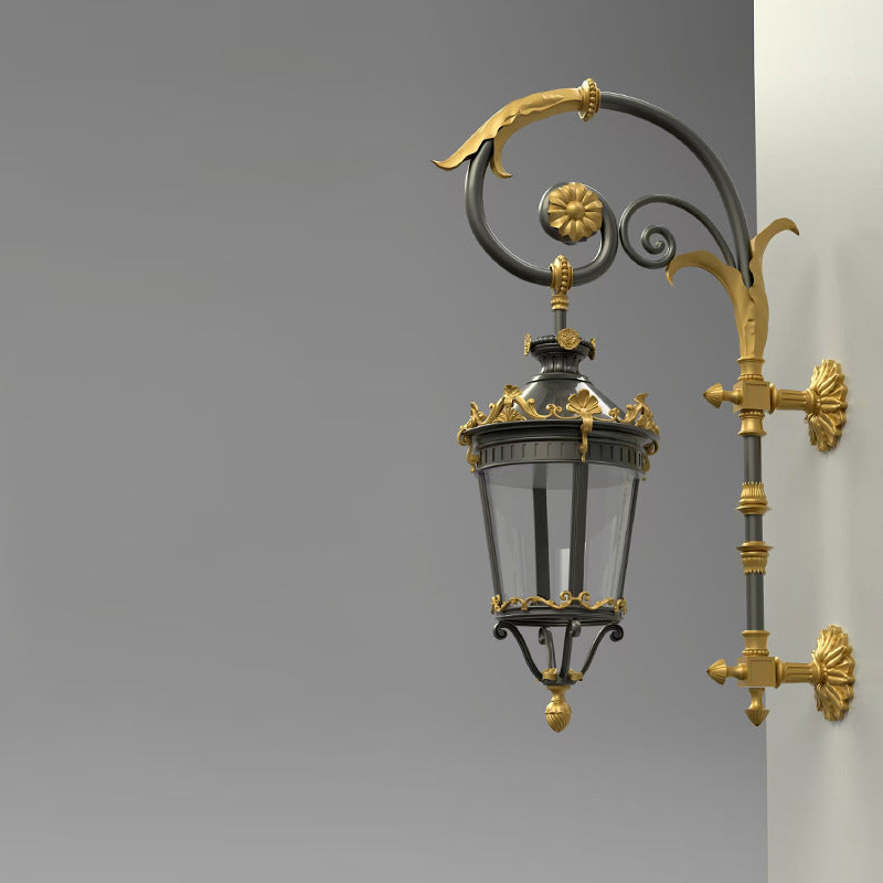 Aluminum Glass Lantern Carved Outdoor Light