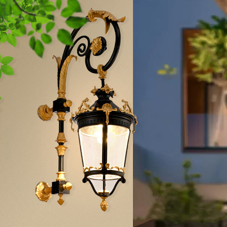Aluminum Glass Lantern Carved Outdoor Light