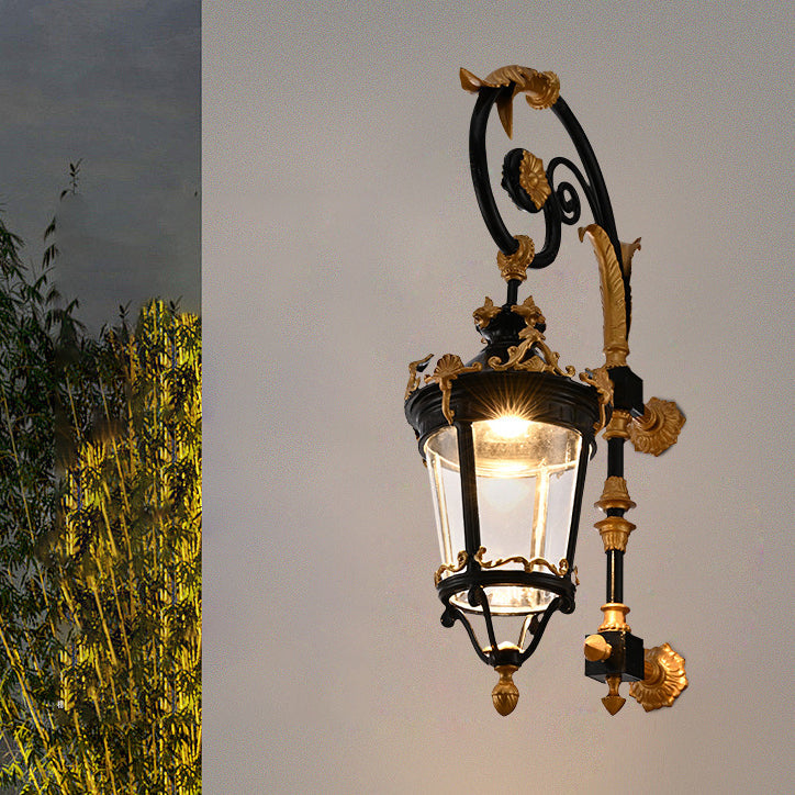 Aluminum Glass Lantern Carved Outdoor Light