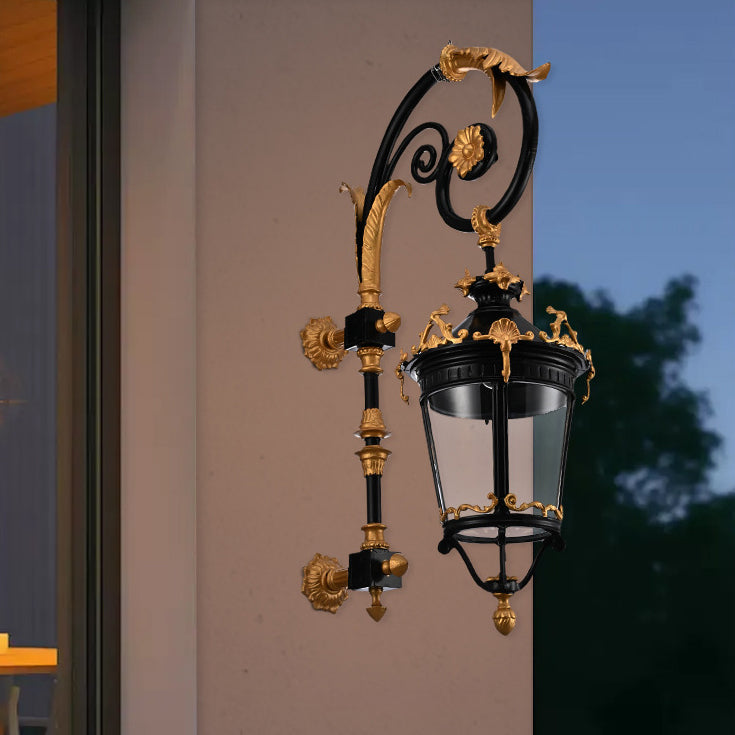 Aluminum Glass Lantern Carved Outdoor Light