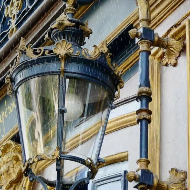 Aluminum Glass Lantern Carved Outdoor Light