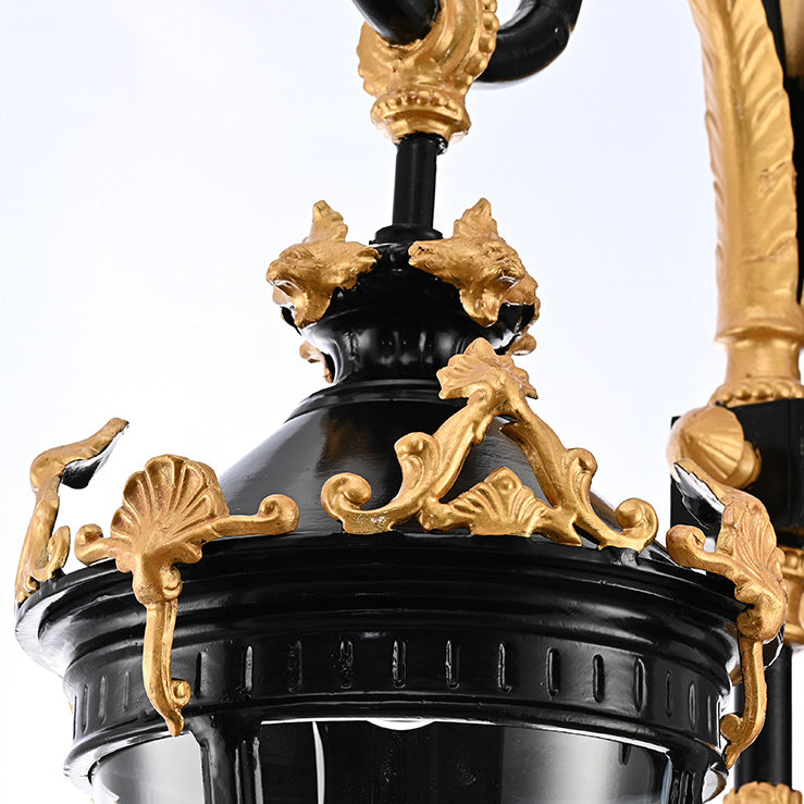 Aluminum Glass Lantern Carved Outdoor Light