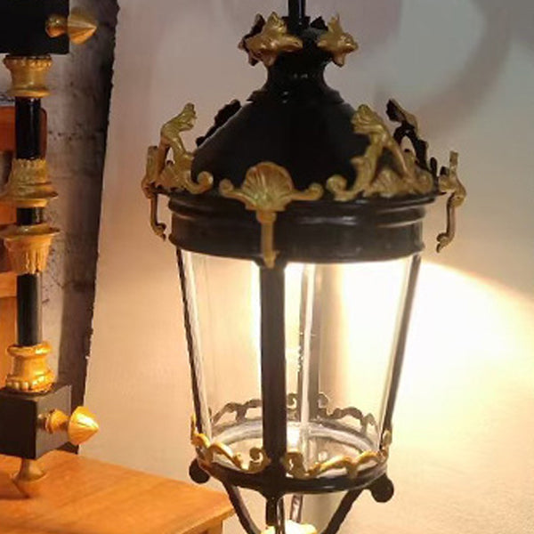 Aluminum Glass Lantern Carved Outdoor Light
