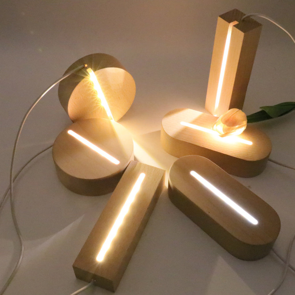Rechargeable Solid Wood Round Table Lamp