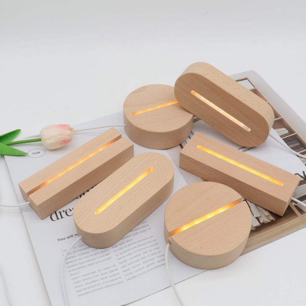 Rechargeable Solid Wood Round Table Lamp