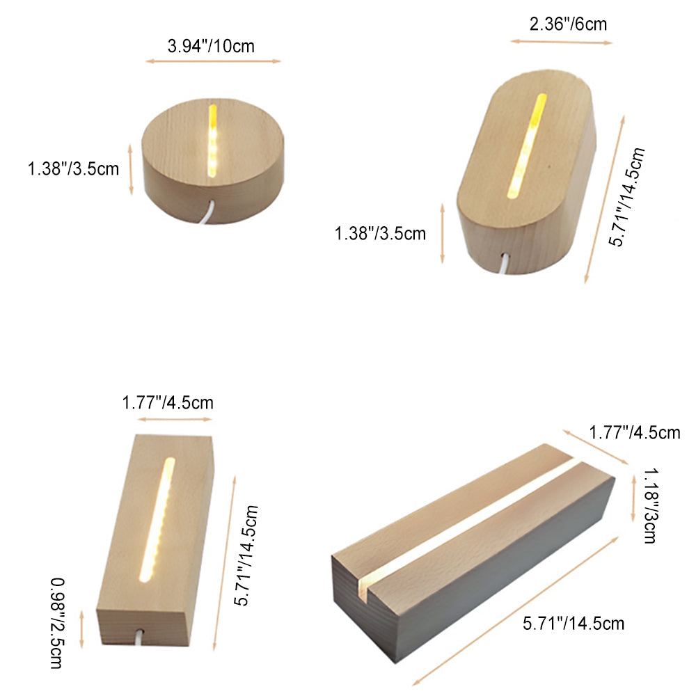 Rechargeable Solid Wood Round Table Lamp