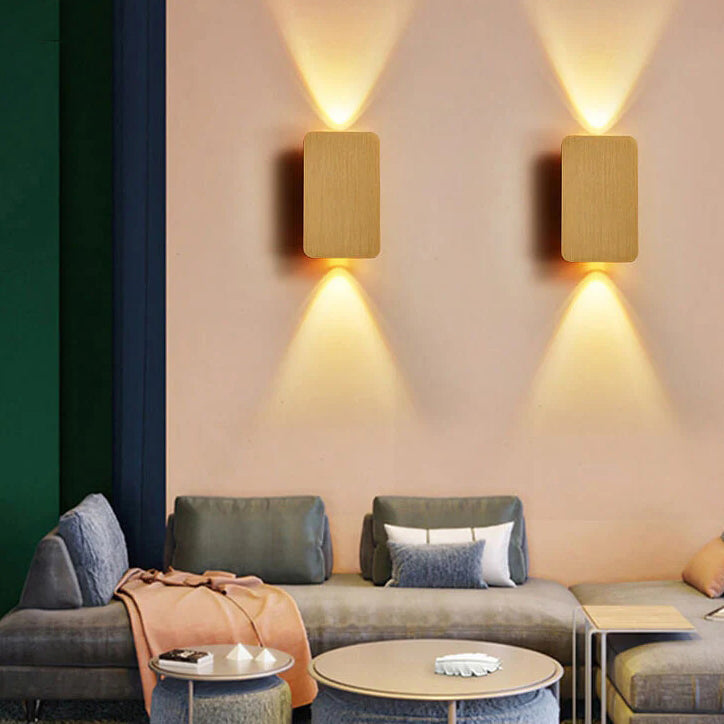 Aluminum Rectangular Flat Panel 2-Light Wall Lamp