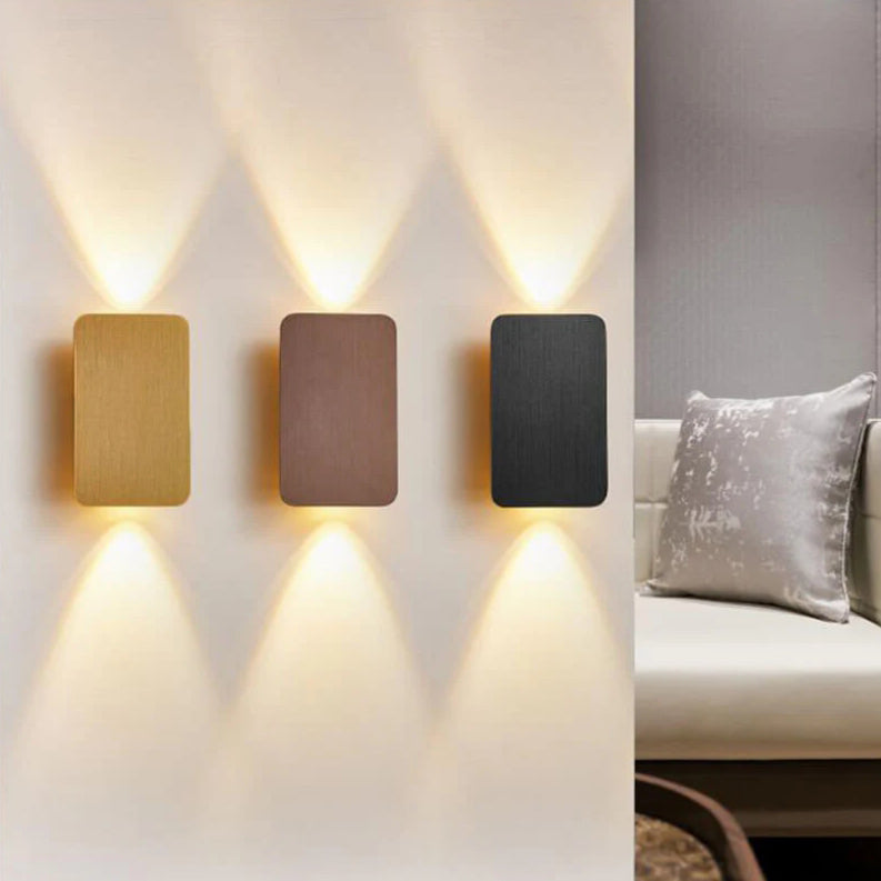 Aluminum Rectangular Flat Panel 2-Light Wall Lamp