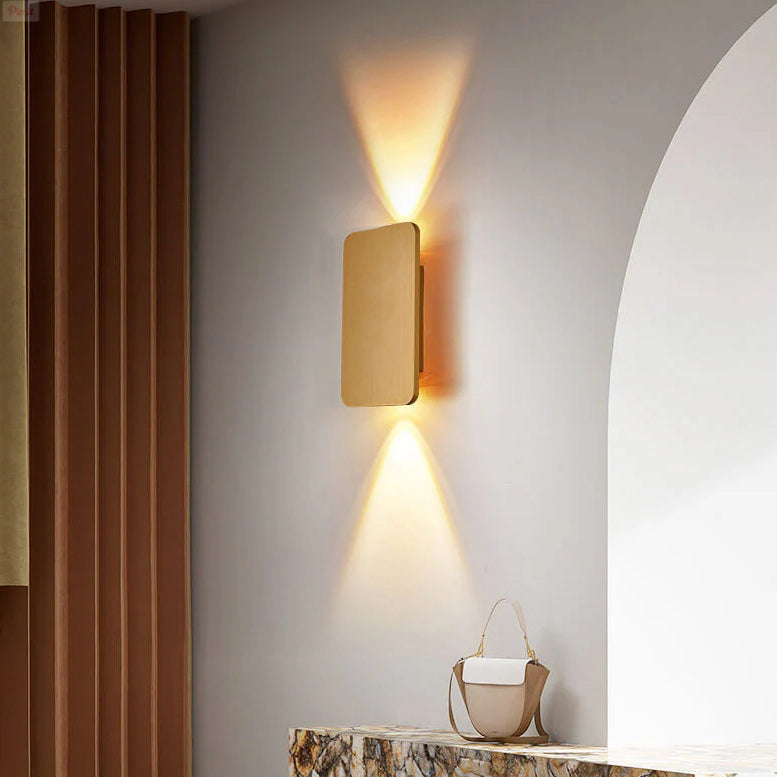 Aluminum Rectangular Flat Panel 2-Light Wall Lamp