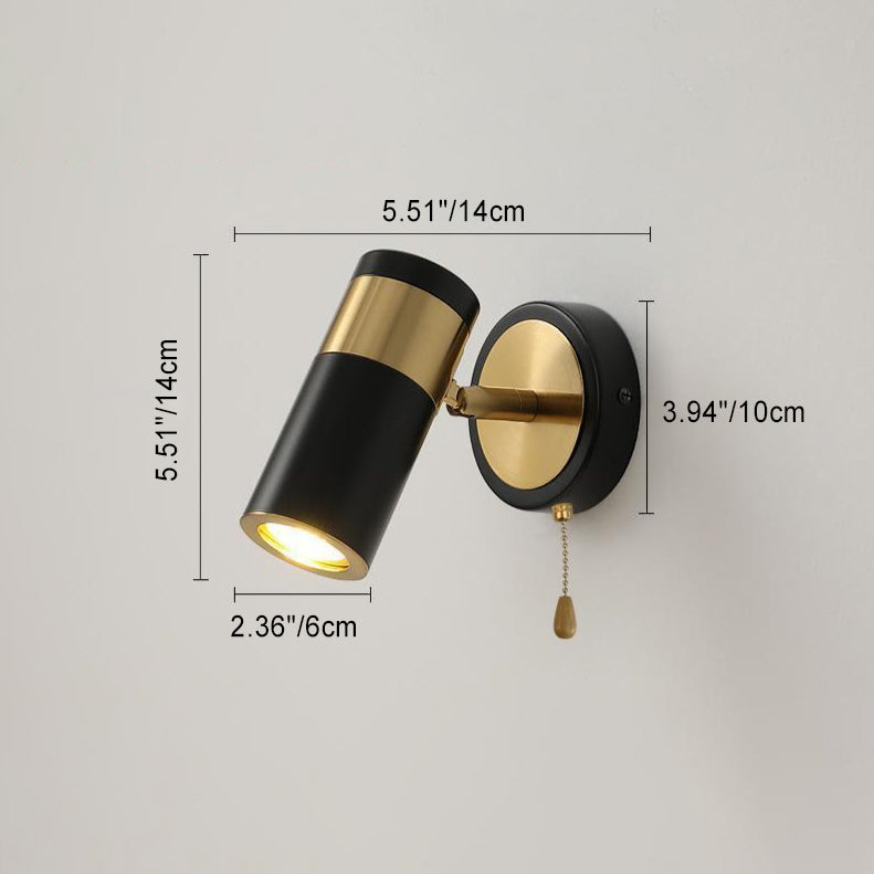 Plated Cylindrical Reading Wall Lamp