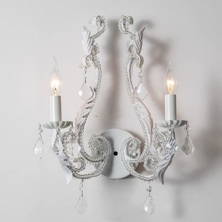 Iron Crystal Hardware 3-Light Wall Lamp