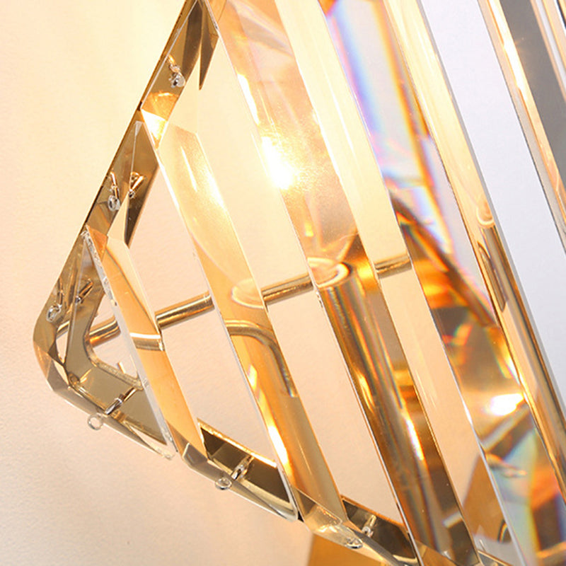Metal Acrylic Diamond-Pattern Living 2-Light Wall Lamp