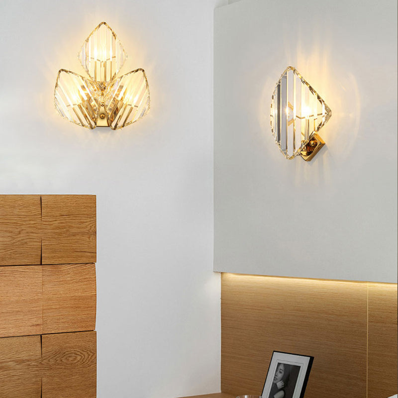 Metal Acrylic Diamond-Pattern Living 2-Light Wall Lamp
