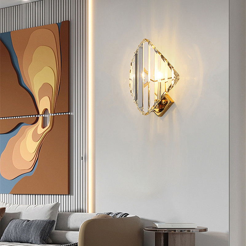 Metal Acrylic Diamond-Pattern Living 2-Light Wall Lamp