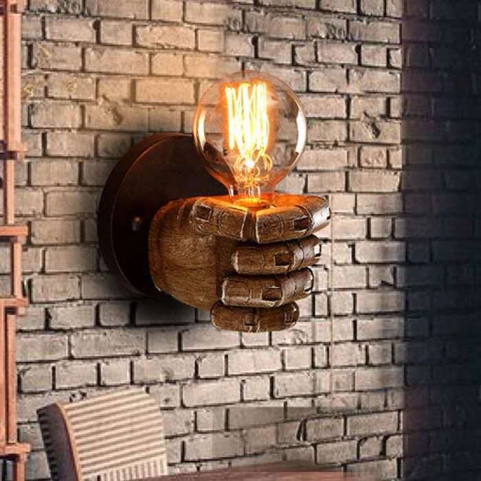 Fist-shape Iron Resin Living Wall Lamp