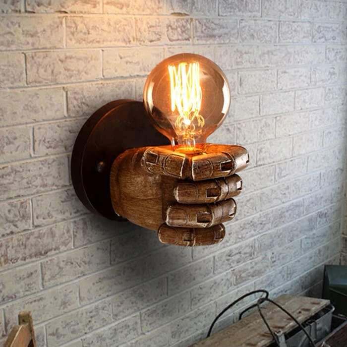 Fist-shape Iron Resin Living Wall Lamp