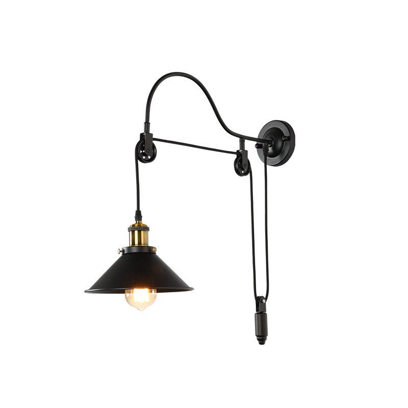 Wrought Iron Pulley Wall Lamp