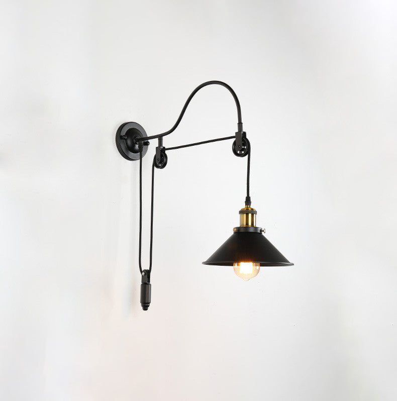 Wrought Iron Pulley Wall Lamp