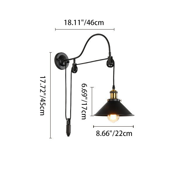 Wrought Iron Pulley Wall Lamp