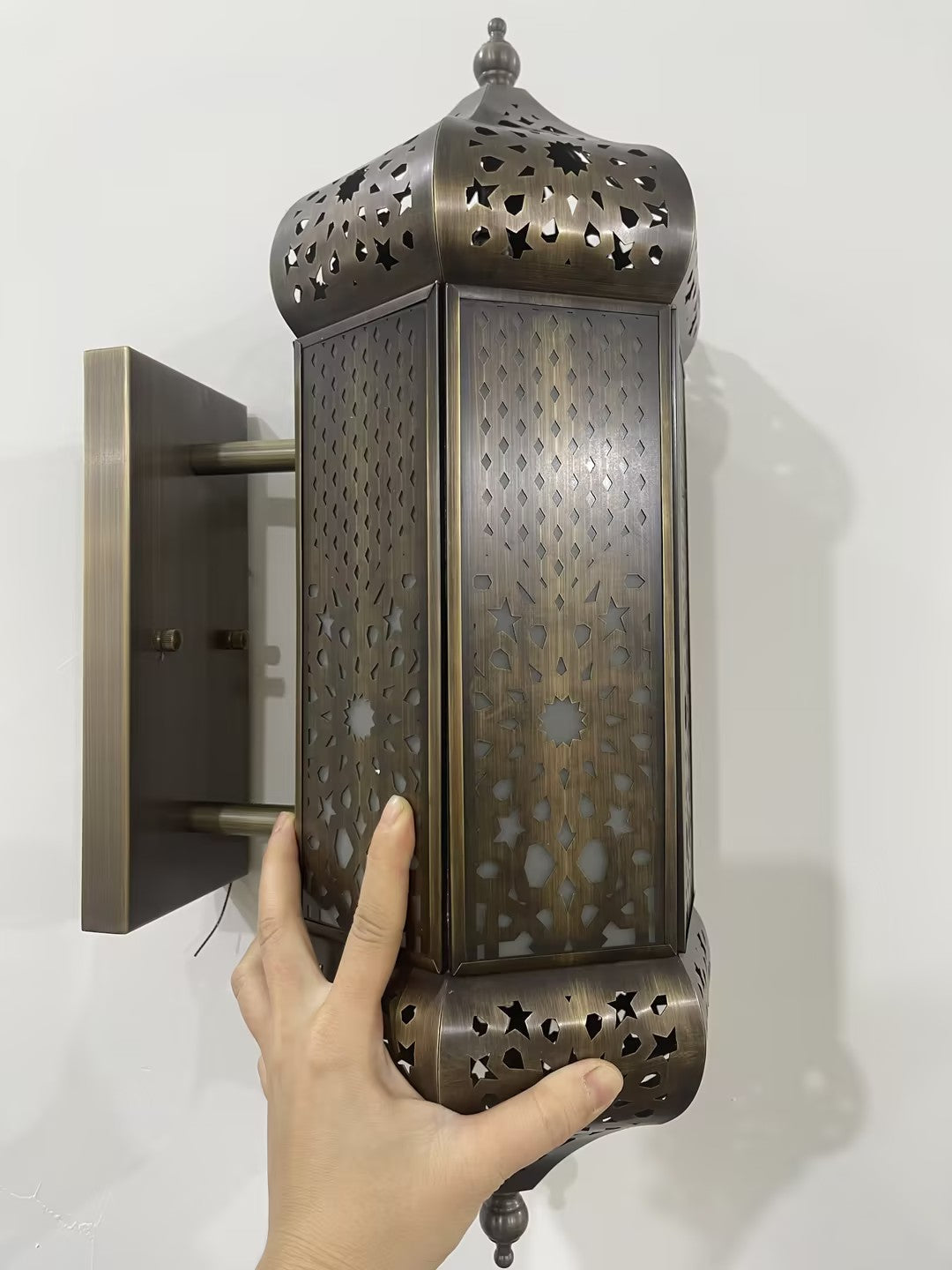 Hollowed Column Copper Moroccan Wall Lamp
